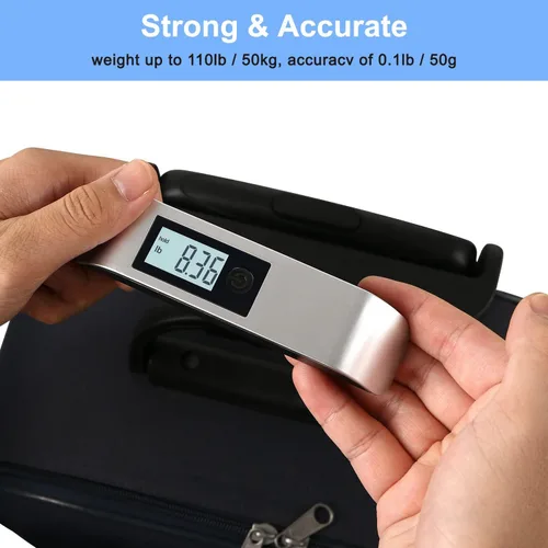 Vista 3 de Travel Inspira Báscula de equipaje, báscula digital de equipaje, báscula de equipaje con pantalla LCD retroiluminada, 110 libras110.2lbs, batería
