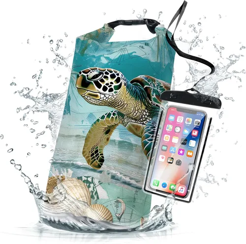 Bolsa seca impermeable, tortugas marinas náutica grande impermeable mochila impermeable 2L/5L/10L/20L/30L/40L, bolsas ligeras flotantes para kayak,