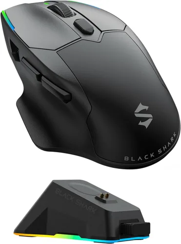 Vista 9 de Black Shark Funcooler - Mouse inalámbrico para juegos, refrigeración y calefacción activa, frecuencia de sondeo dual de 8 KHz, sensor óptico de 30 K