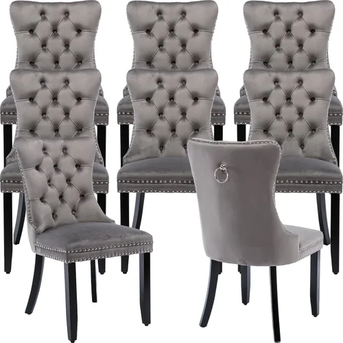 Vista 70 de ODUSE-DAILY - Juego de 2 sillas de cocina y comedor de terciopelo beige, con capitoné, tapizadas en terciopelo, estructura de madera maciza