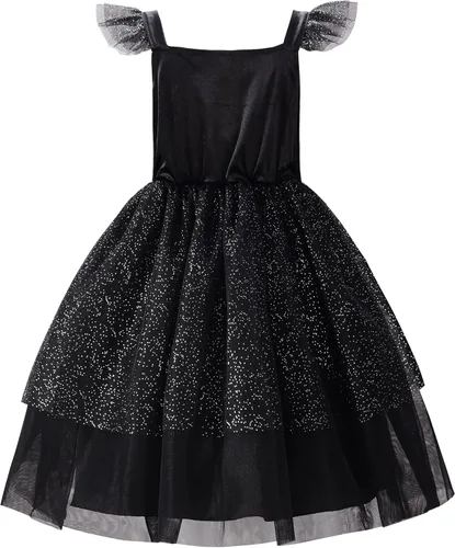 Vista 2 de ReliBeauty Disfraz de gato negro para niñas, disfraz de gatito, vestido de Halloween con accesorios