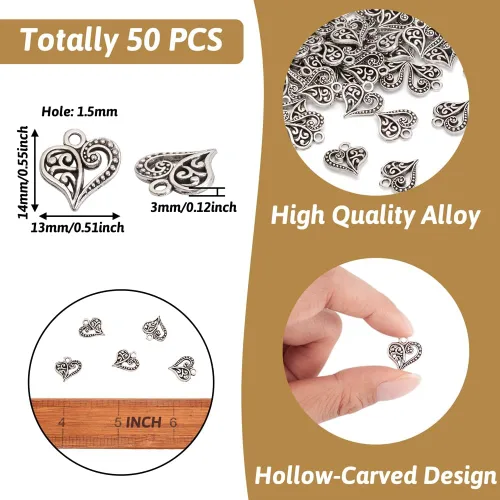 Vista 3 de 100 colgantes flotantes de metal tibetano de plata antigua para manualidades y fabricación de joyas