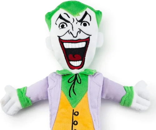 Vista 3 de DC Comics Crowded Coop - Juguete chirriante para masticar perro de felpa Joker, juguete masticable ligero a moderado, 13 pulgadas