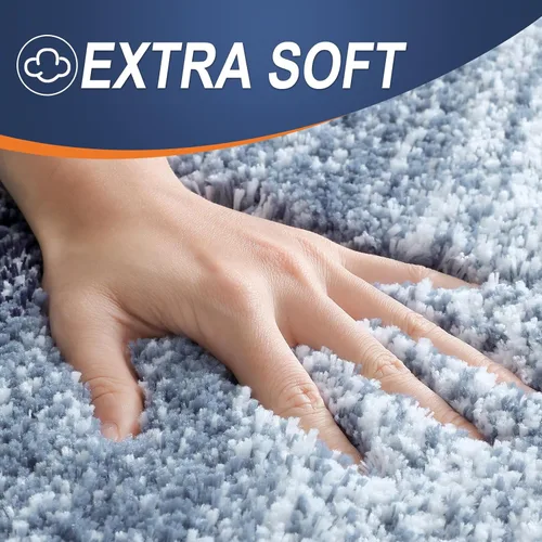 Vista 3 de OLANLY Tapetes de baño pequeños de 24 x 16 pulgadas, de microfibra extra suave y absorbente, parte trasera de goma, secado rápido, lavables para Azul
