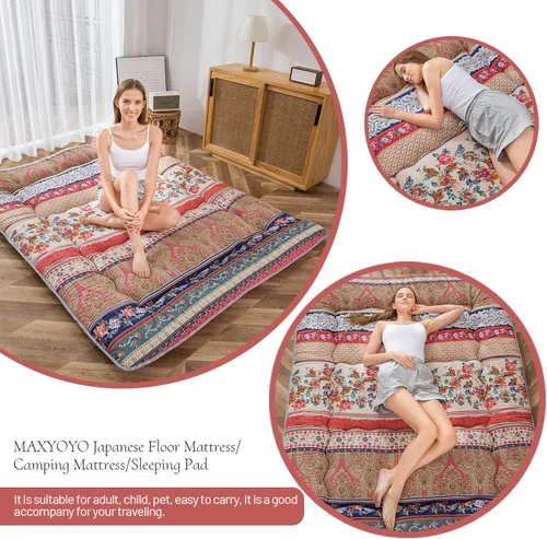 Vista 179 de Colchón futón japonés de piso gris constelación, de piso tatami, portátil, para acampar, para niños, sofá cama plegable enrollable con protector