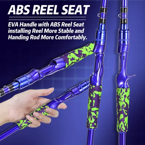 Vista 5 de Sougayilang Cañas de pescar de agua salada, cañas giratorias de 7 pies y cañas de fundición con asas de EVA