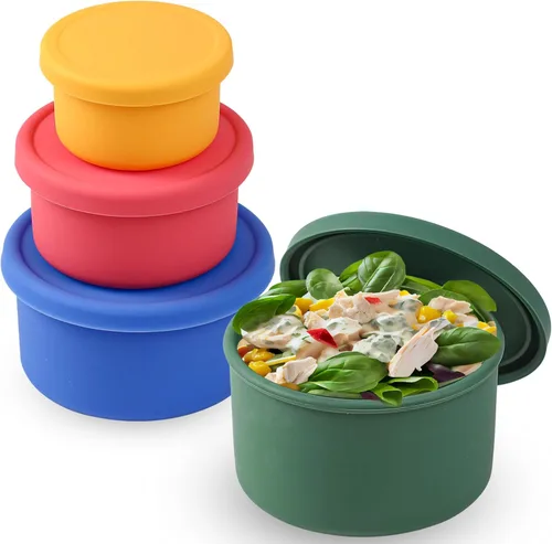 Vista 9 de Webake Recipientes de silicona para helado con tapas, 8 onzas, vasos de helado caseros reutilizables para congelador, juego de 4