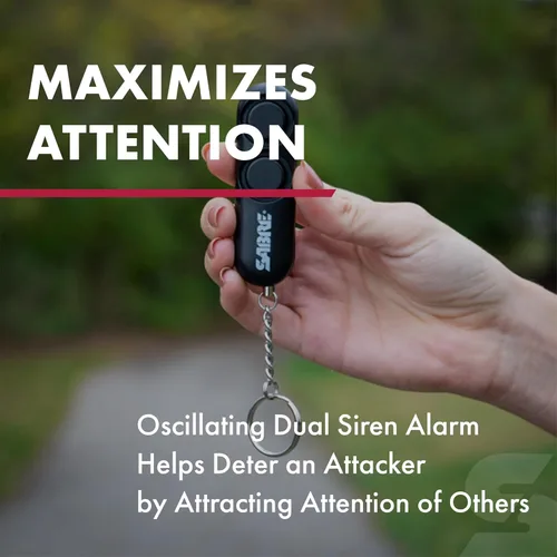 Vista 3 de SABRE Alarma personal con llavero, alarma de 120 dB, audible hasta 1,280 pies (1,279.5 ft), operación simple, reutilizable, negro
