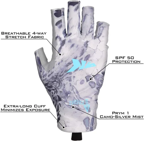 Vista 3 de KastKing Sol Armis - Guantes de protección solar UPF50+, guantes de pesca, protección UV, protección solar para exteriores, kayak, remar