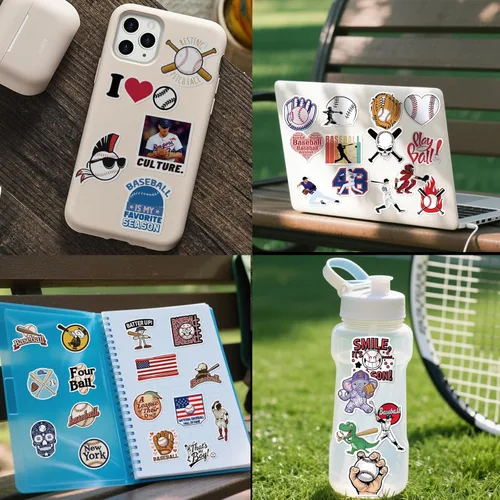 Vista 4 de 102 calcomanías de béisbol para álbumes de recortes, lindas calcomanías de vinilo motivacional impermeables para botellas de agua, cascos, equipaje