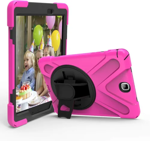 Vista 9 de IVY Funda con función atril de 360 grados compatible con Samsung Galaxy Tab A 9.7 2015 (SM-T550) con correa para la muñeca y correa para el hombro