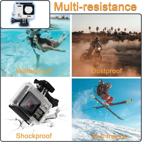 Vista 7 de Carcasa impermeable para GoPro Hero 4 3 Plus, carcasa protectora de buceo subacuático con soporte para Go Pro Hero4 3+ Kit de accesorios para cámara