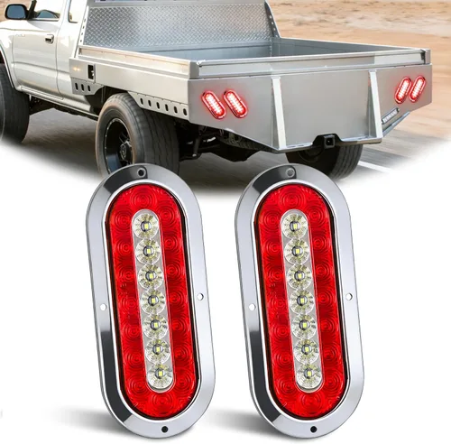 Vista 7 de Nilight - TL-08 - Luces traseras LED ovaladas de 6 pulgadas, color ámbar, 2 unidades, 10 LED con ojales de montaje empotrado, enchufes IP67, señales