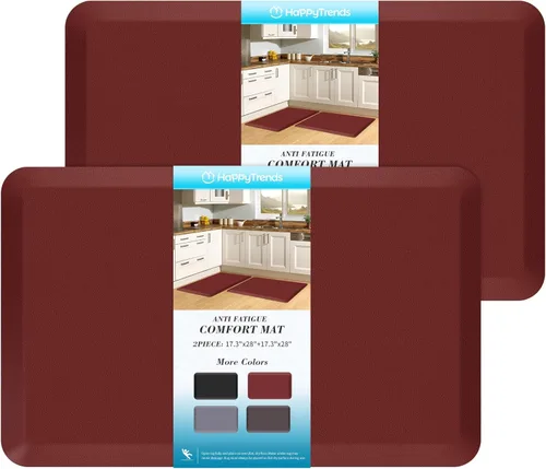 Vista 24 de HappyTrends 2 tapetes de cocina acolchados antifatiga, resistentes y ergonómicos de espuma de pie, impermeables, antideslizantes, para el hogar