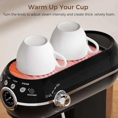 Vista 6 de KITCHMIX Máquina de café expreso con espumador de leche, cafetera de café espresso de acero inoxidable de 20 bar con espumador de leche, máquina