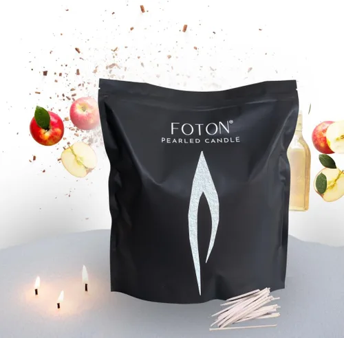 Vista 19 de Foton Vela Perlada 18 Oz - Velas de Cera en Polvo de Sidra Nevada, No Tóxicas, Lujo, Duraderas hasta 120 Horas - Vela Perlada de Arena Recargable