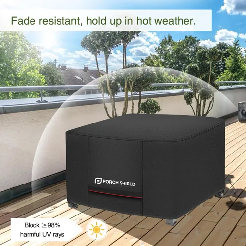Vista 5 de Porch Shield Cubierta cuadrada para fogata de patio, resistente a la decoloración, impermeable, para exteriores, 44 x 44 pulgadas, para mesa