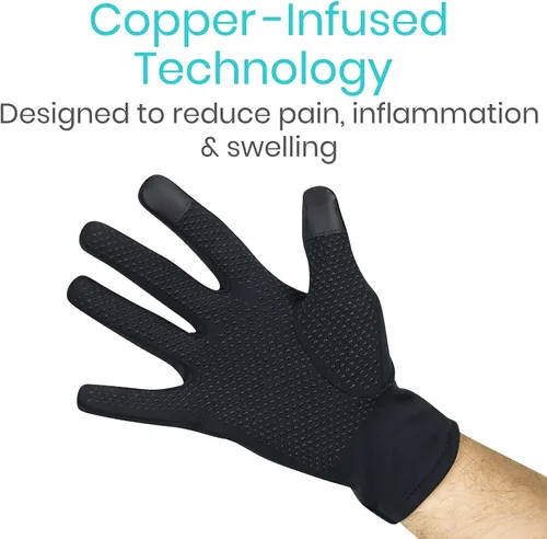 Vista 8 de Vive Guantes de cobre para artritis – Compresión de mano completa para pantalla táctil – para túnel carpiano, reumatoides, dolor