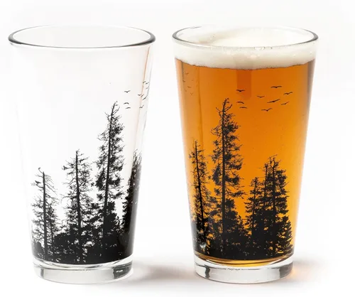 Vista 20 de Black Lantern Juego de 2 vasos de pinta con temática de la naturaleza, vasos de pinta en diseños únicos para entusiastas de la cerveza artesanal