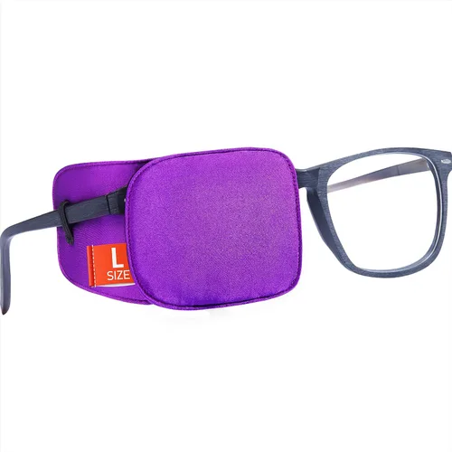 Vista 8 de Parche de ojo de seda Astropic para gafas de adultos y niños para cubrir cualquier ojo (Mediano, Violeta)
