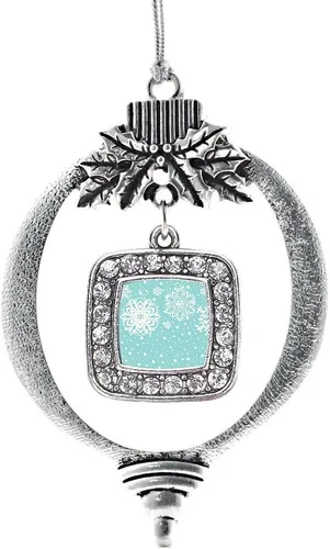 Vista 145 de Inspired Silver - Adorno de flor de iris - Adornos navideños con dije cuadrado de plata con joyas de circonita cúbica