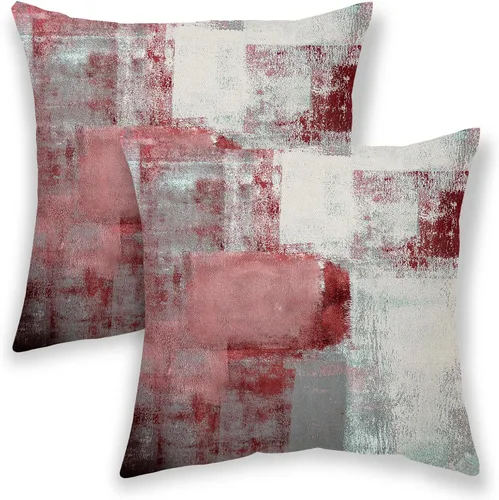 Vista 10 de BETGINY Juego de 2 fundas de almohada marrón y gris de 16 x 16 pulgadas, color gris pardo moderno, pintura de arte abstracto, para sofá, cama