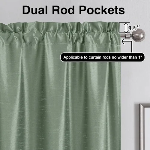 Vista 50 de Chyhomenyc Uptown - Cortinas negras de 24 pulgadas de largo, 2 paneles, cortinas cortas de seda sintética para oscurecer la habitación, cortinas