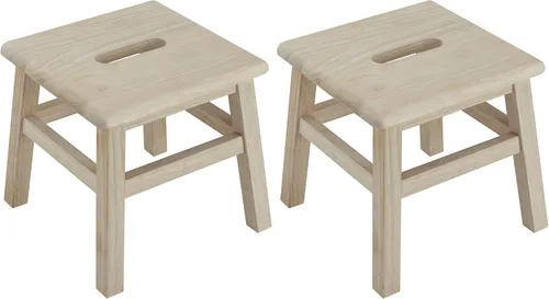 Vista 14 de eHemco Taburete de madera maciza para adultos y niños, 12.25 pulgadas, gris, juego de 2