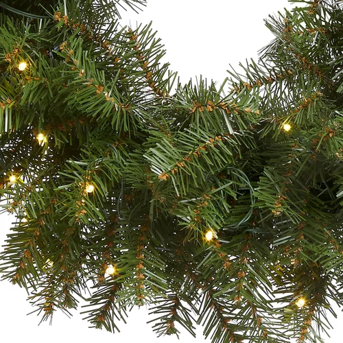 Vista 2 de National Tree Company - Corona artificial preiluminada de Navidad de 24 pulgadas con abeto Norwood, decoración navideña con 50 luces LED