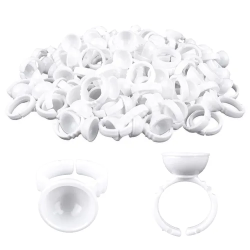 Vista 10 de G2PLUS Soportes de pegamento para pestañas postizas, 100 PCS bandejas desechables para pestañas, paleta de pegamento de plástico rosa