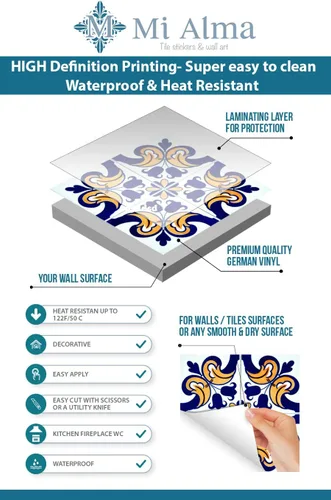 Vista 9 de Mi Alma Calcomanías de azulejos en blanco y negro – Calcomanías de azulejos para despegar y pegar, juego de 24 piezas, 4 x 4 pulgadas, calcomanías