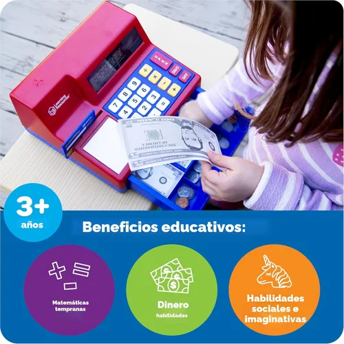 Vista 5 de Learning Resources Pretend & PlayCalculadora y caja reistradora - 73 Piezas, Edad 3+ Desarrolla habilidades matemáticas tempranas, caja registradora