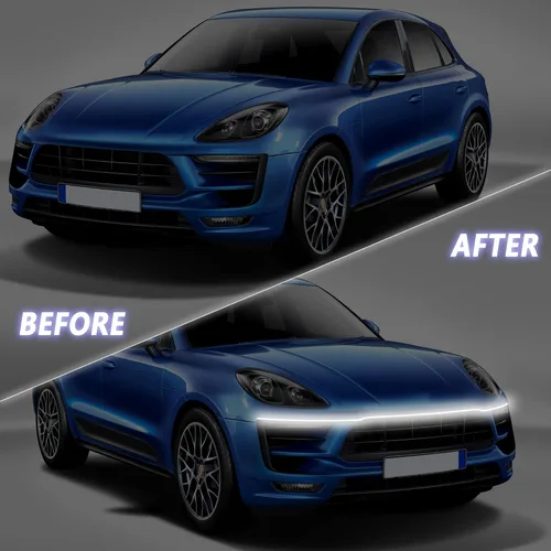 Vista 3 de Luz LED para capó de automóvil, tiras de luz LED impermeables monocromáticas frías para luces exteriores de automóvil, accesorios universales