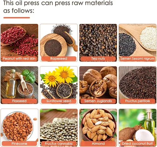 Vista 3 de Máquina de prensa de aceite de acero inoxidable de 600 W, extractor de aceite de prensa fría y caliente de cocina de 110 V, máquina automática