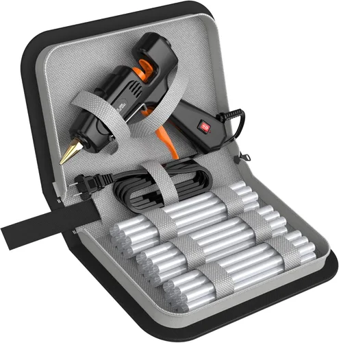 Pistola de pegamento caliente IZIO con 21 barras de pegamento (7/16") y bolsa de almacenamiento - Calentamiento rápido de 100W (2-3 min), kit de