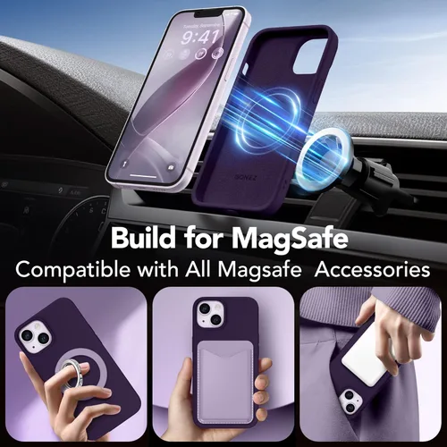 Vista 1255 de GONEZ Funda magnética para iPhone 14, compatible con Magsafe, con protector de pantalla + protector de cámara, forro de microfibra antiarañazos