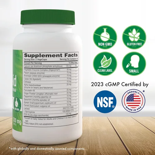 Vista 2 de Digest-Aid - Fórmula completa de enzimas digestivas con prebiótico y probiótico, soporte para la digestión y absorción de nutrientes, alivio