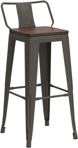 Vista 67 de Juego de 4 taburetes de bar giratorios de 26 pulgadas con respaldo, altura de mostrador, taburetes de bar industriales de metal para el hogar