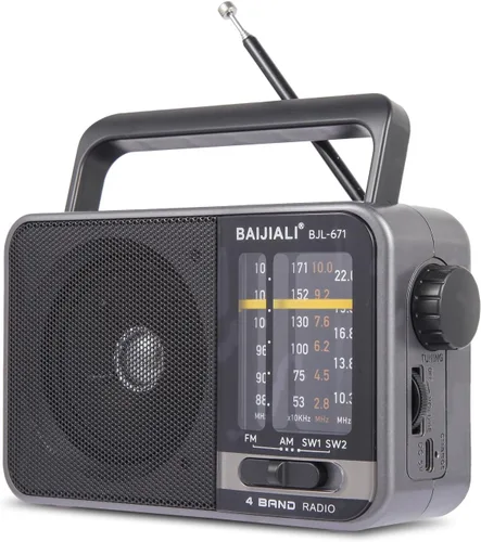 Radio transistor AM/FM portátil con altavoz, alimentada por batería o USB - Radio compacta de emergencia para interior, exterior, viajes y tormentas