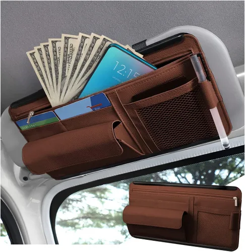 Vista 11 de zipelo Soporte para lentes de sol para visera solar de automóvil, soporte protector para guardar lentes automotrices, organizador suave
