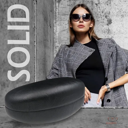 Vista 2 de MyEyeglassCase Estuche rígido grande para lentes de sol Se adapta a lentes de sol curvos grandes a extra grandes, con paño de microfibra