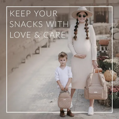 Vista 7 de Luli Bebe Monaco - Bolsa de almuerzo aislada para mujer, con correa para el hombro, para comida y aperitivos, Gris Stone, pequeño, Ajustable, clásico