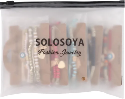 Vista 4 de Solosoya Bohemian Boho Stackable Bracelets for Women Set, Girls Stretch Multilayer Stack Beads Colorful Beaded Charm Bracelets Girl Handmade Jewelry