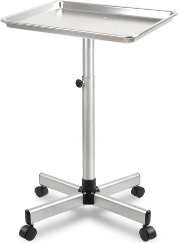 Vista 9 de Bandeja de salón con ruedas, bandeja rodante de salón con altura ajustable, bandeja para estilista de cabello, adecuada para bandeja de tatuaje