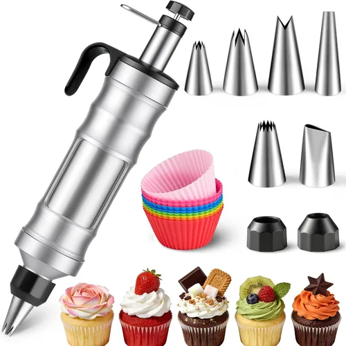 Kit de decoración de tartas, juego de jeringas para decoración de tartas 18 piezas - negro