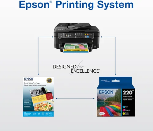 Vista 6 de Epson 220 DURABrite Ultra Ink Paquete combinado de color de capacidad estándar (T220520-S) funciona con Workforce WF-2630,2650,2660,2750,2760