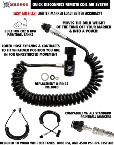 Vista 7 de Maddog Bobina remota para tanque de paintball de servicio pesado - Aire comprimido (HPA) / CO2