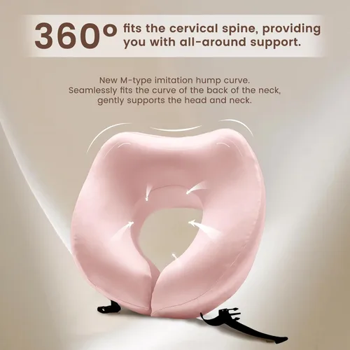 Vista 5 de THXSILK Almohada de cuello 100% seda de morera para viajes, almohada de viaje de espuma viscoelástica pura para aviones, almohada de cuello de viaje