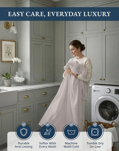 Vista 292 de LANE LINEN - Sábanas individual 100% algodón egipcio suave, cómodo y grueso de calidad de hotel, costuras reforzadas totalmente elásticas, sin