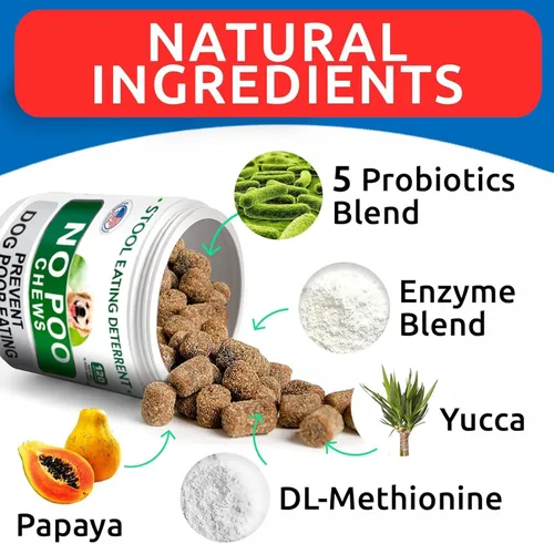 Vista 3 de BARK&SPARK Masticables sin caca para perros, coprofagia y disuasorio para comer heces con probióticos, enzimas digestivas y apoyo para el aliento